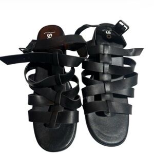 SO Black Multi-Strap Gladiator Sandals for Women